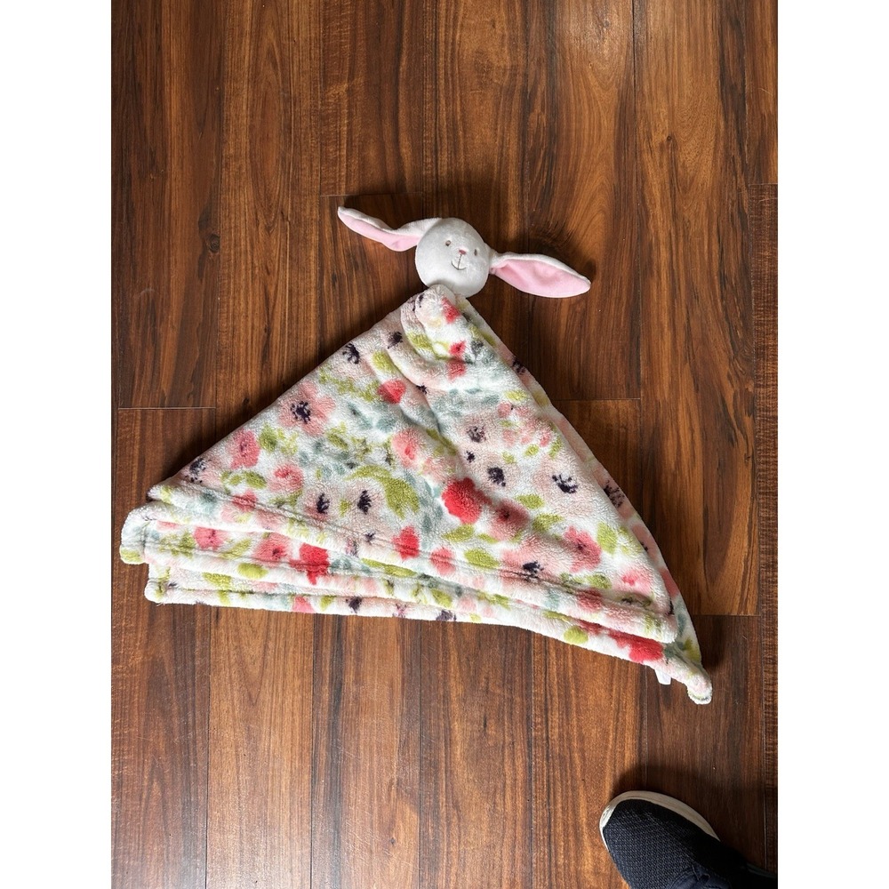 Baby Thro Rilynn Bunny Rabbit Floral Lovey Security Blanket Oversized 30x30 RARE - Picture 2 of 11